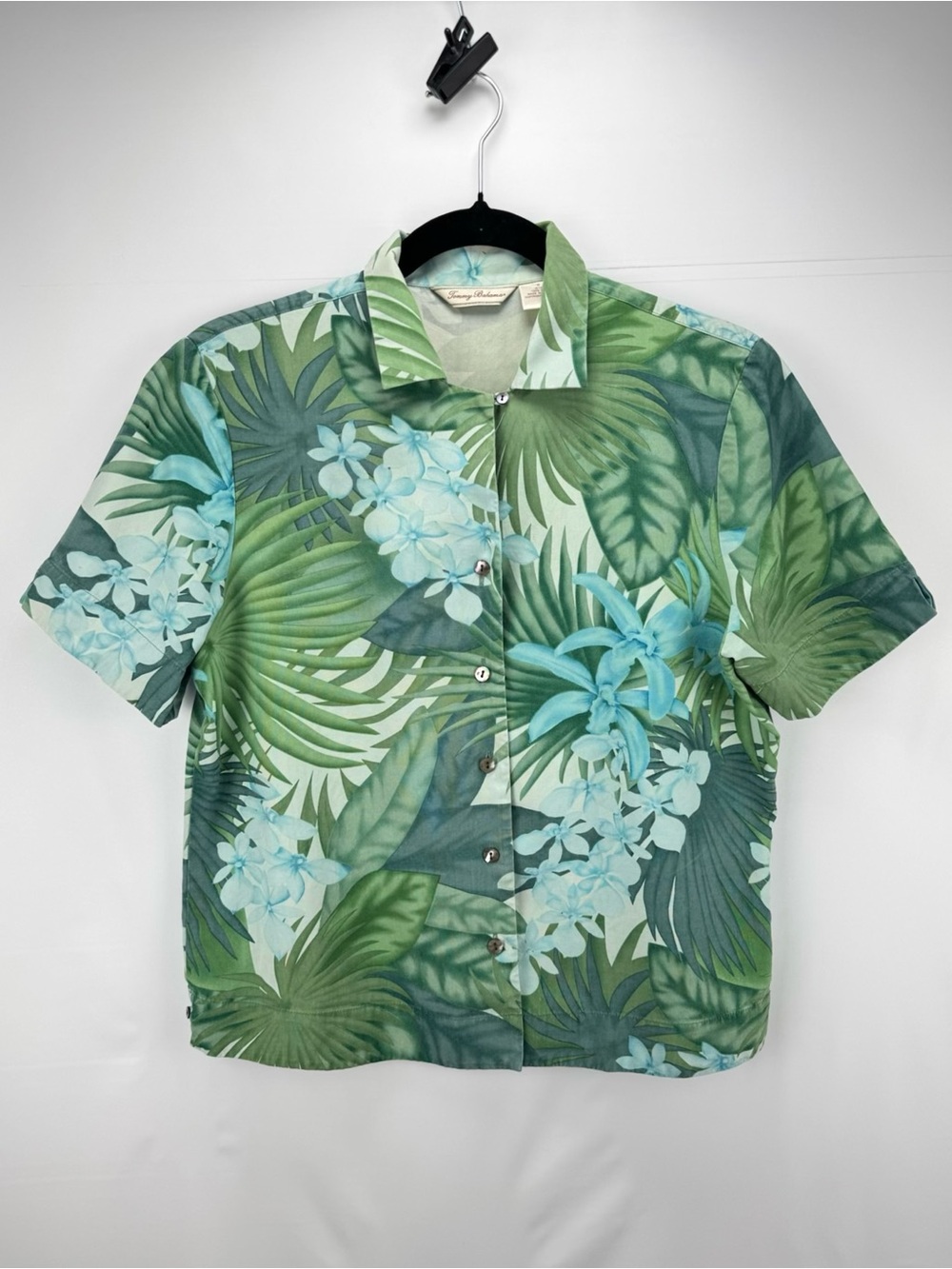 Tommy Bahama Green and Teal Tropical Button-Up Shirt